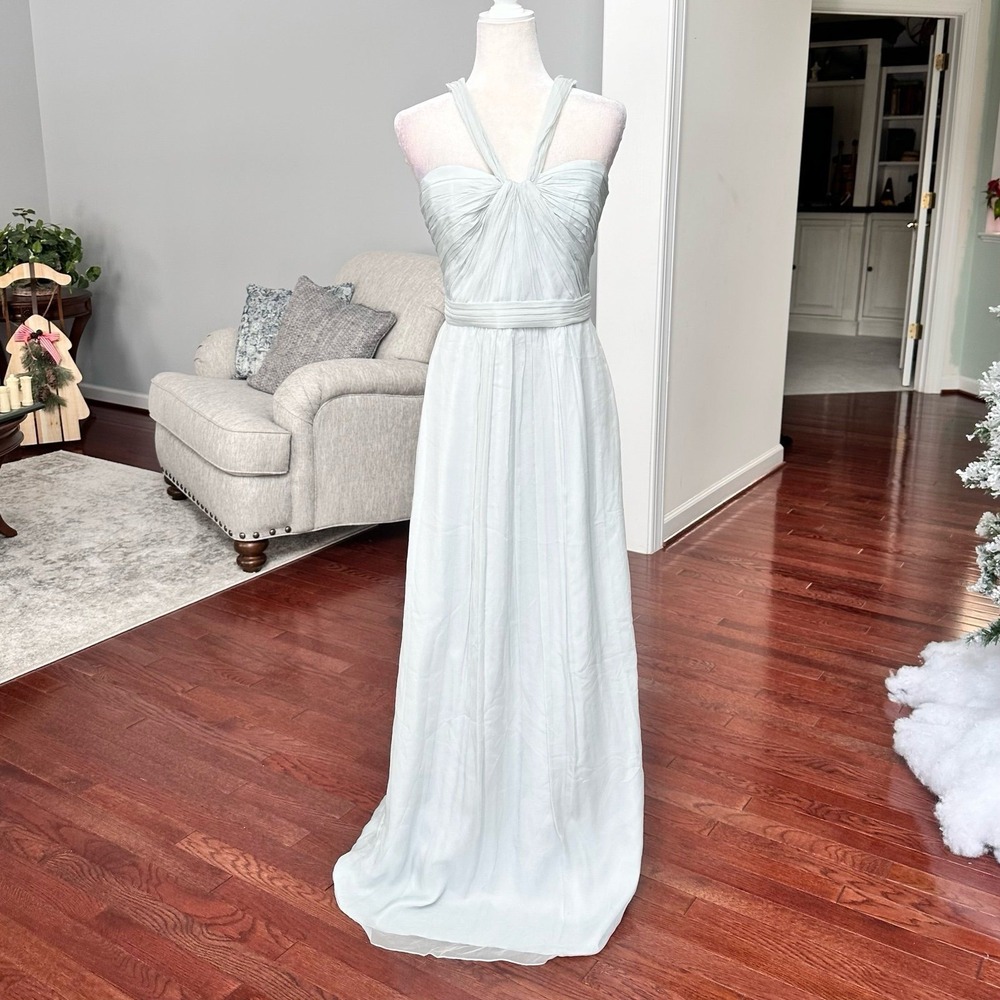 Amsale Pale Mint Green Chiffon Maxi Dress